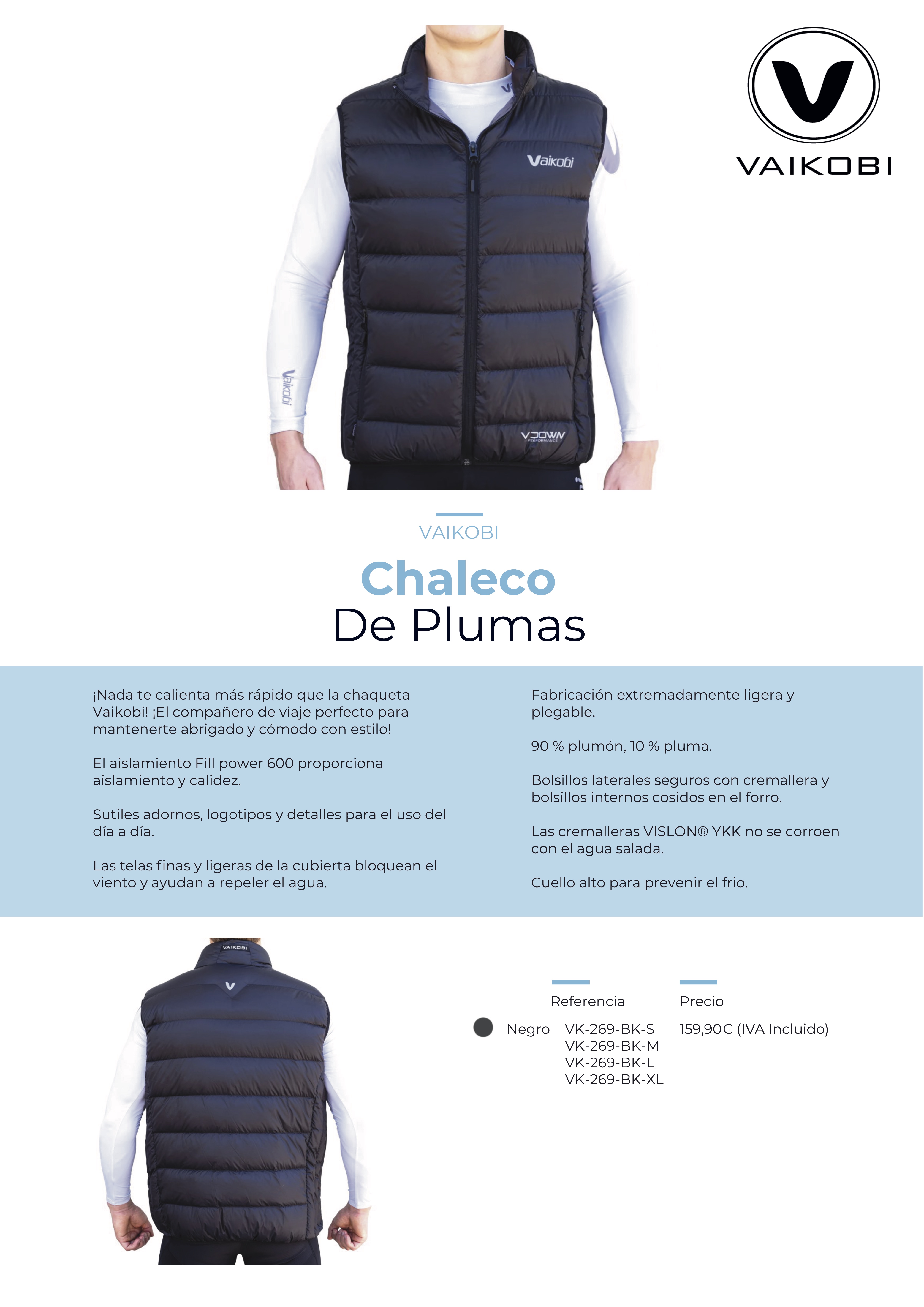chaleco plumas vaikobi