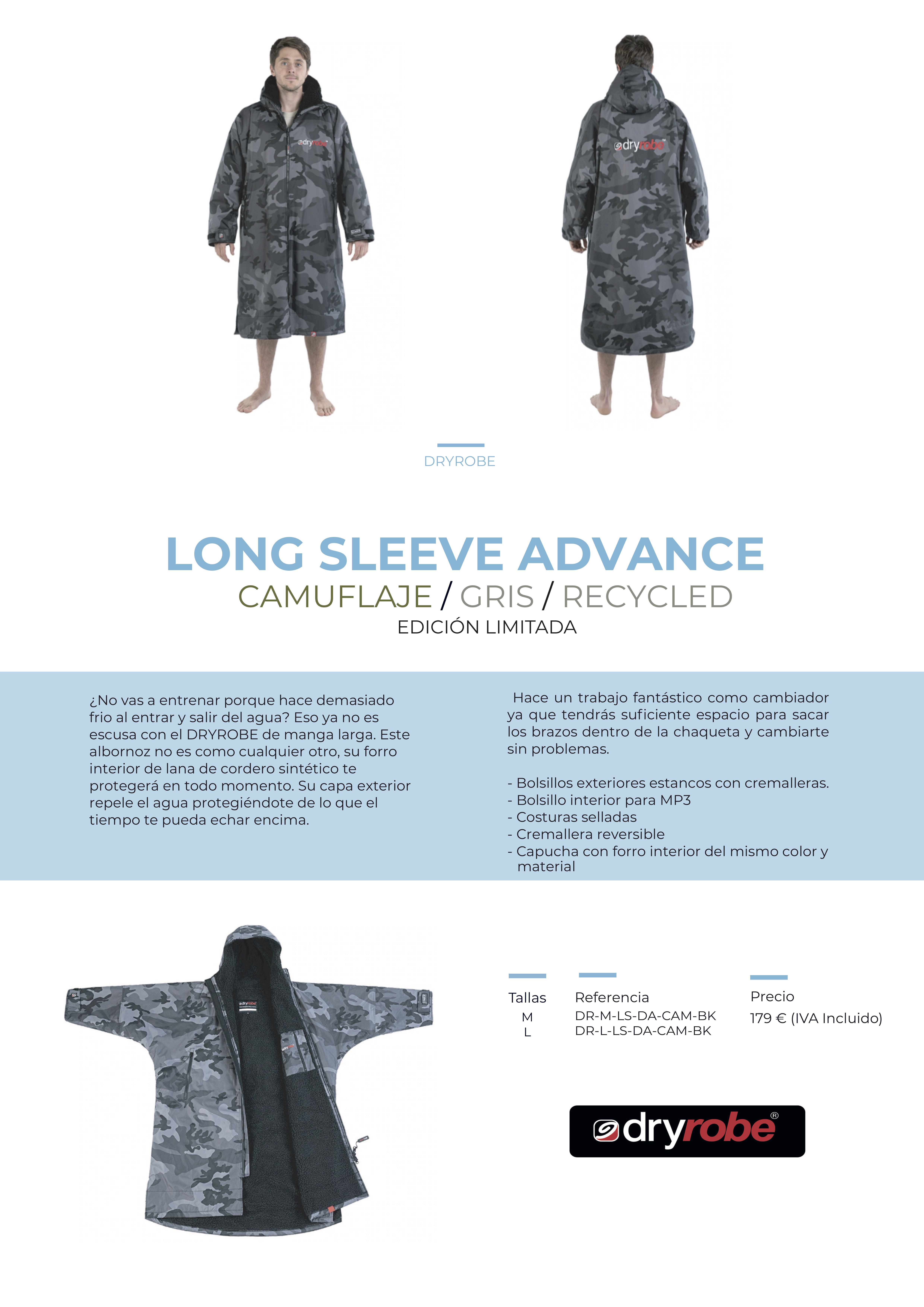 dryrobe camuflaje gris