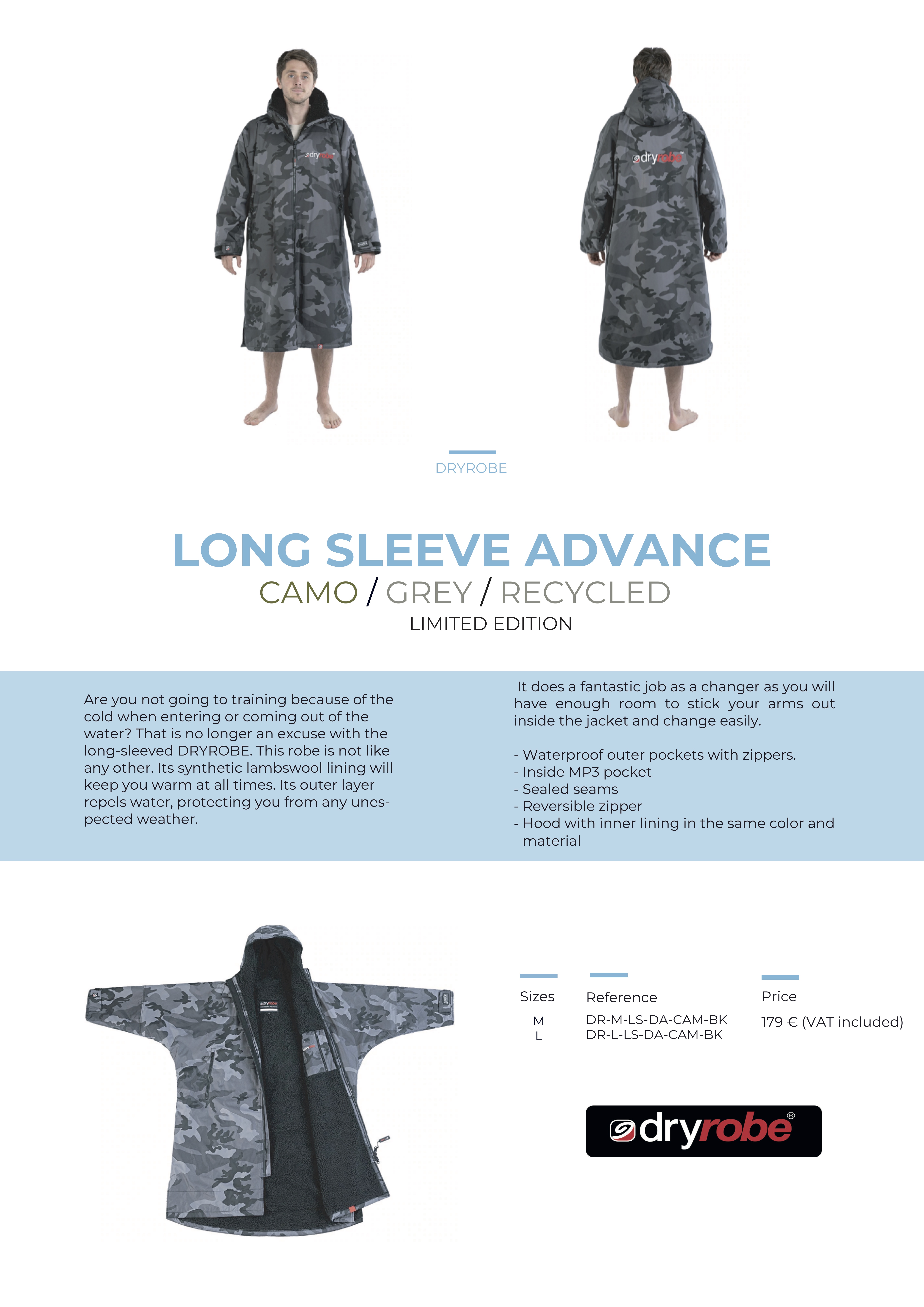 dryrobe camuflaje gris