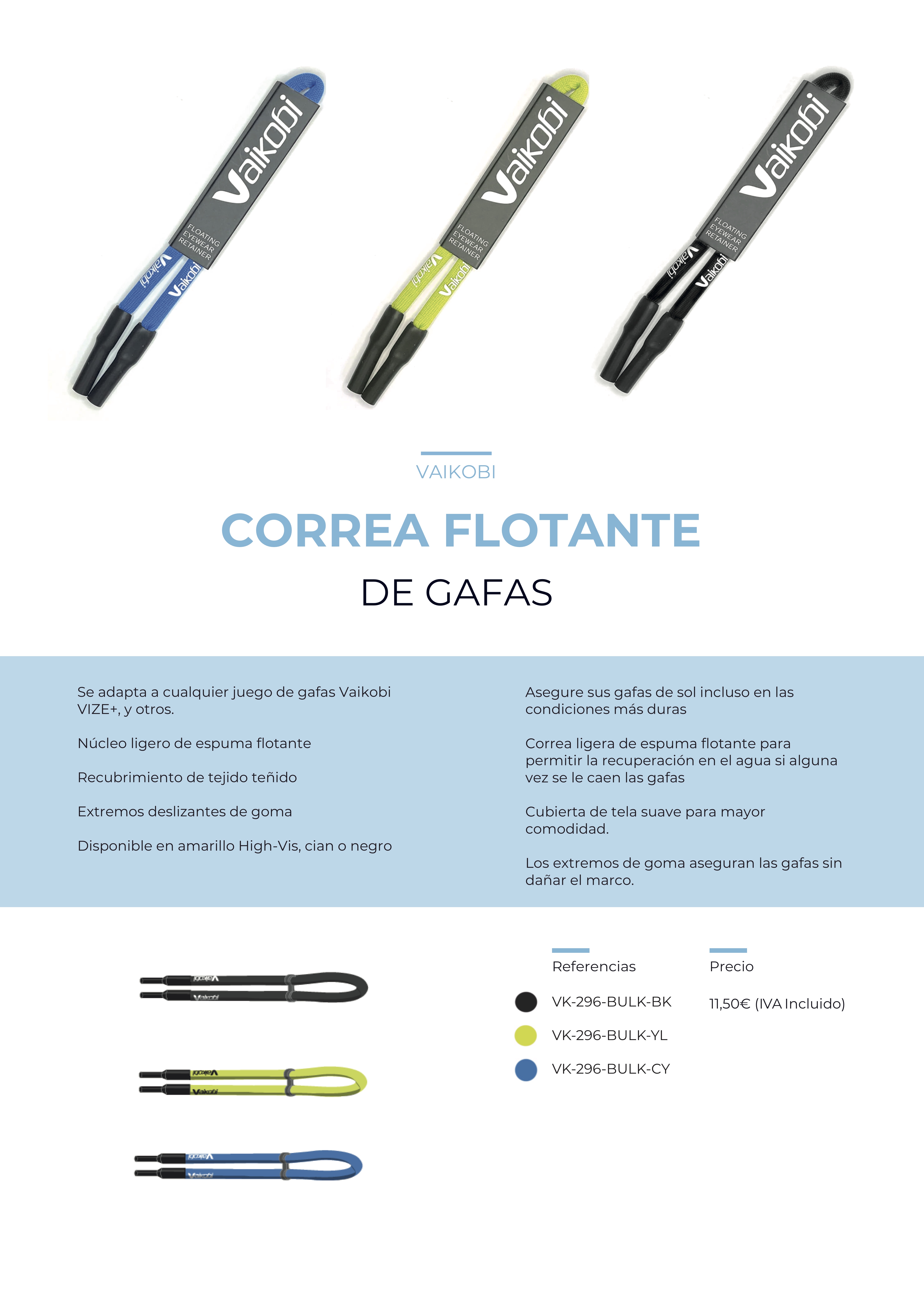 Correa de gafas flotante