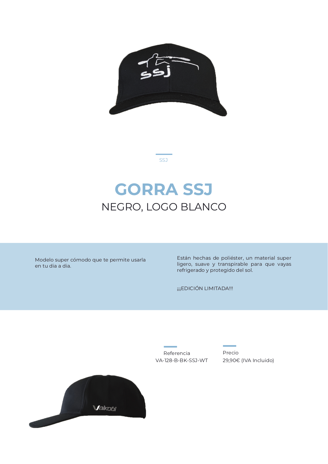 Gorra ssj  negra blanca