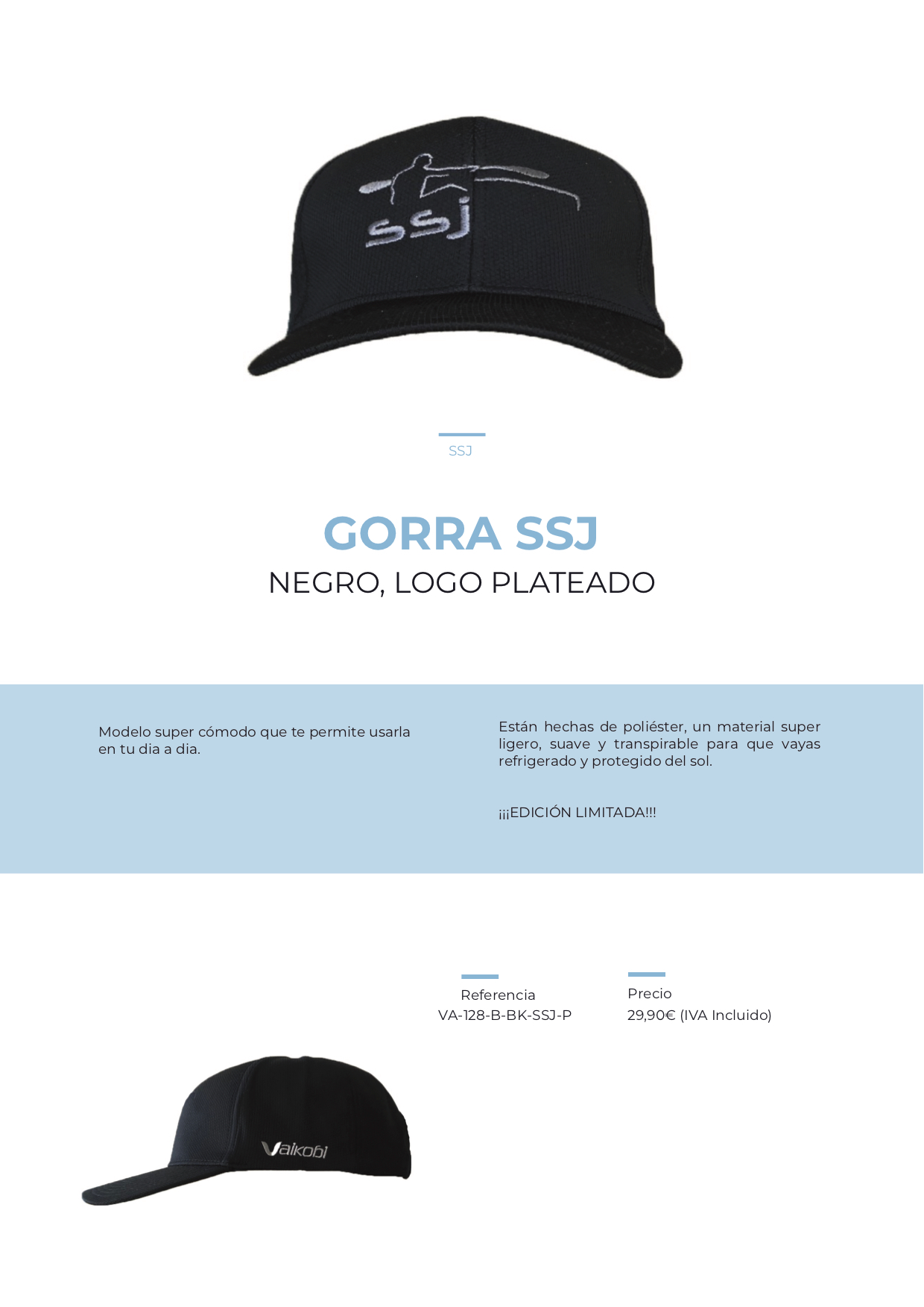 Gorra ssj  negra plata