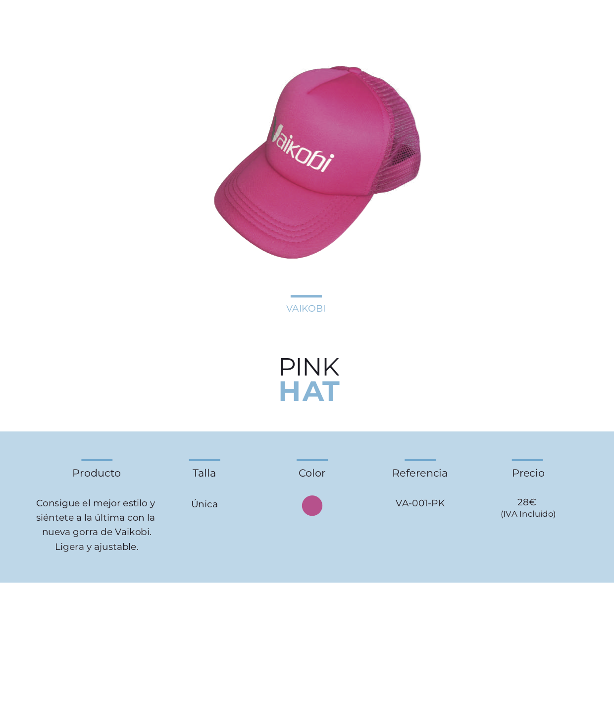 Gorra rosa vaikobi