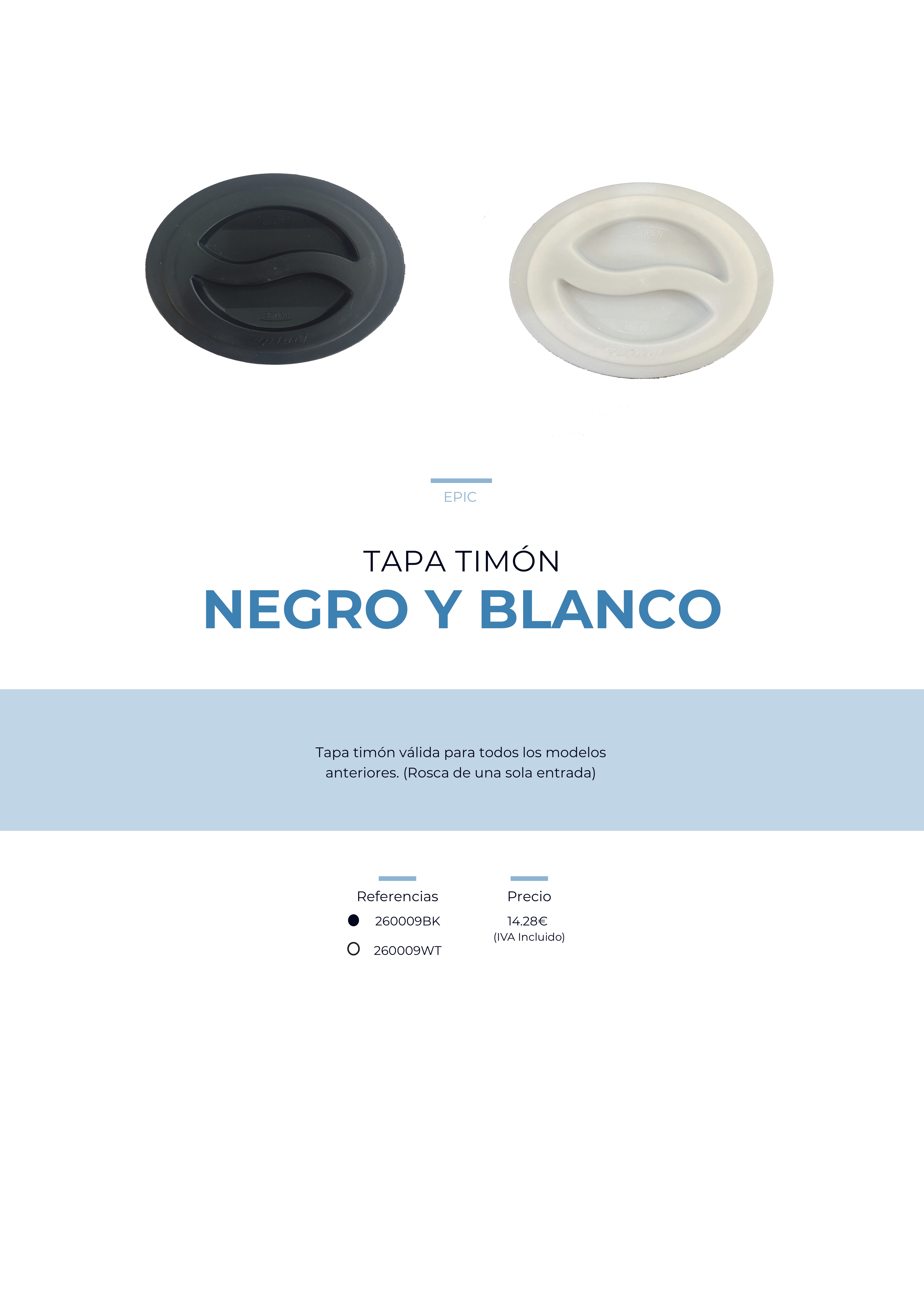 Tapa Timon blanca y negra